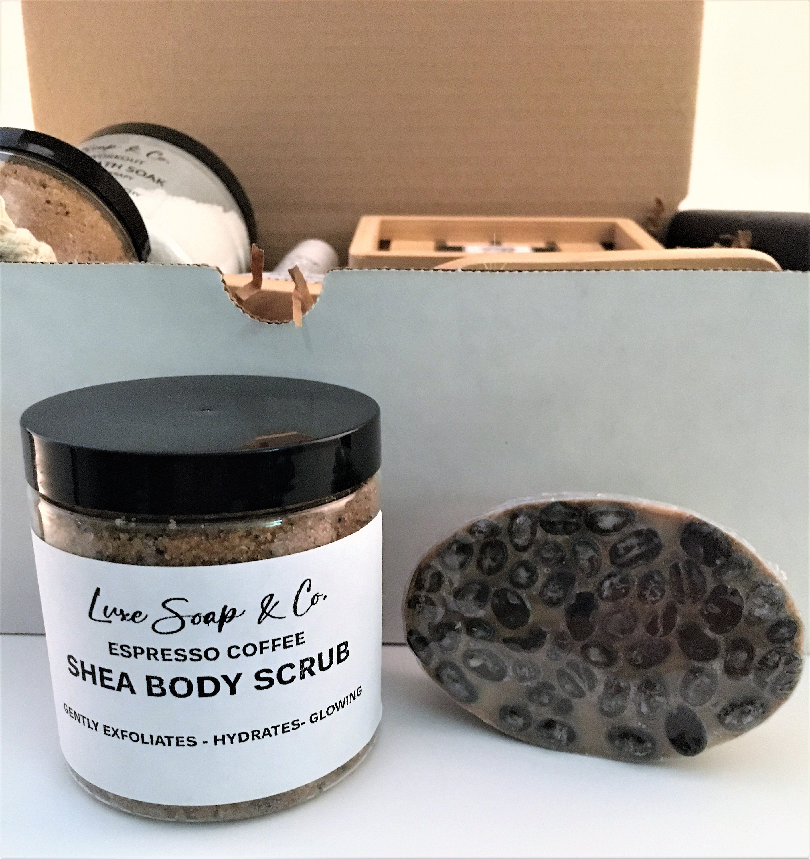 Men's Espresso Soap and Espresso Scrub Gift Box, Gentleman's Gift Box, For Him, Men's Skin Care, Men's Birthday, Father's Day.